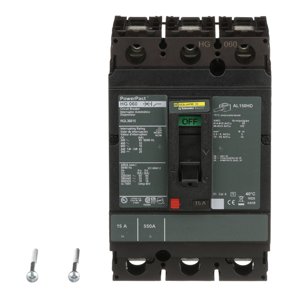 Schneider Electric HGL36015 Molded Case Circuit Breaker 600V 15A