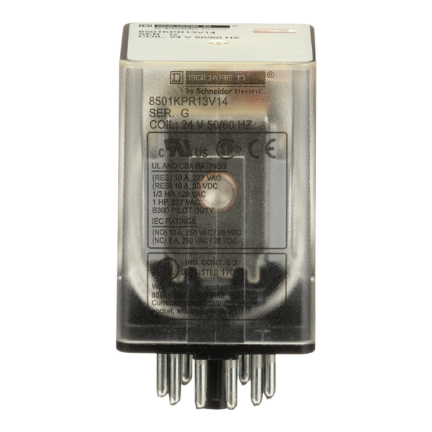 Schneider Electric 8501KPR13V14 Relay 3Co Cyl Pin 6.6A@240V 24Vac Coil