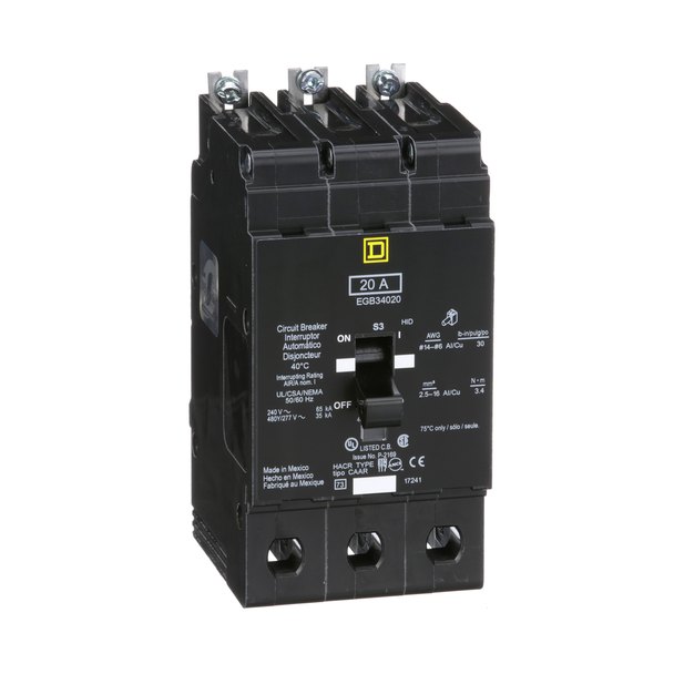Schneider Electric EGB34020 Miniature Circuit Breaker 480Y/277V 20A