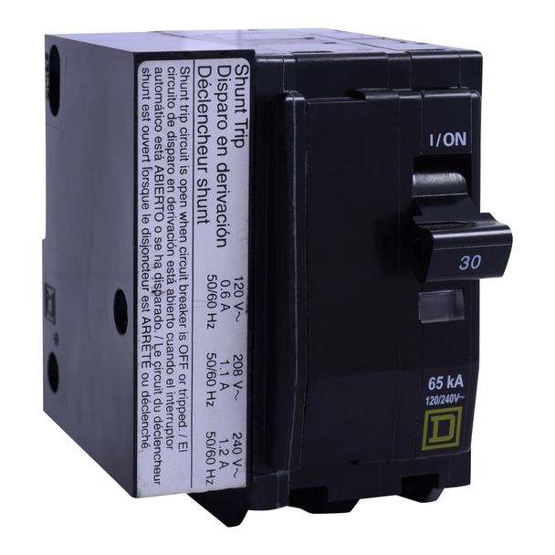 Schneider Electric QO2301021 Mini circuit breaker, QO, 30A, 2 pole, 120/240VAC, 10kA, plug in, AC shunt