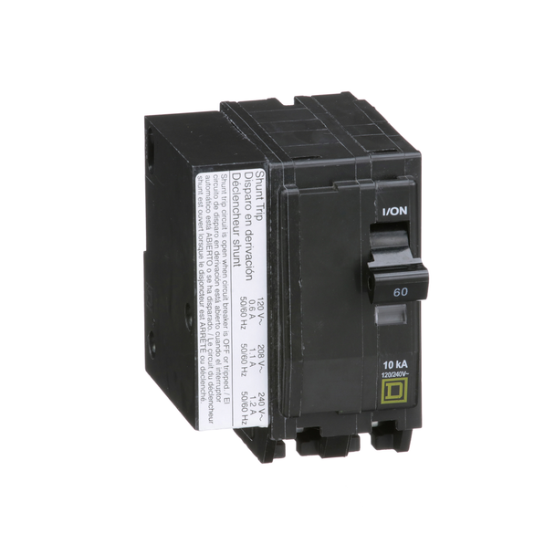 Schneider Electric QO2601021 Mini circuit breaker, QO, 60A, 2 pole, 120/240VAC, 10kA, plug in, AC shunt