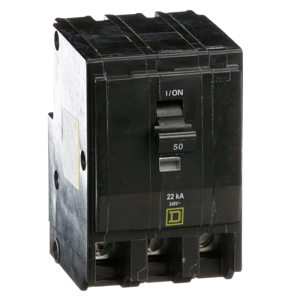 Schneider Electric QO350VH Mini circuit breaker, QO, 50A, 3 pole, 120/240VAC, 22kA, plug in