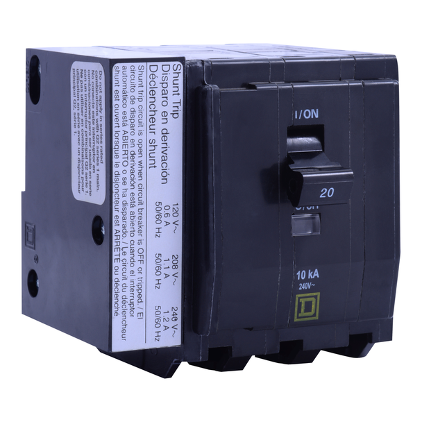 Schneider Electric QO3301021 Mini circuit breaker, QO, 30A, 3 pole, 120/240VAC, 10kA, plug in, AC shunt