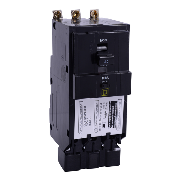 Schneider Electric QOB330EPE5237 Mini circuit breaker, QO, 30A, 3 pole, 240VAC, 10kA, bolt on, 100mA grd fault B, ring