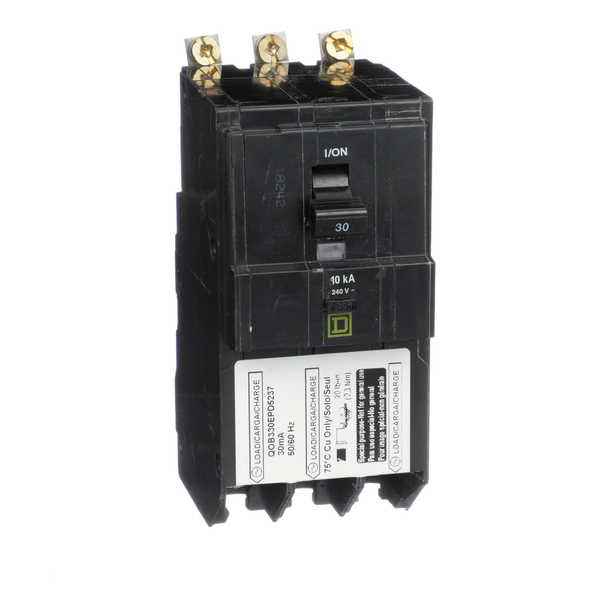 Schneider Electric QOB330EPD5237 Mini circuit breaker, QO, 30A, 3 pole, 240VAC, 10kA, bolt on, 30mA grd fault B, ring