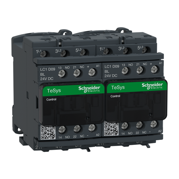 Schneider Electric LC2D09BL TeSys Deca reversing contactor - 3P(3 NO) - AC-3 - <= 440 V 9 A - 24 V low consumption DC coil