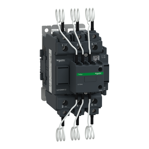 Schneider Electric LC1DWK12U7 Capacitor contactor, Tesys Deca, 63kVAR at 400/415V 50Hz, 240V AC 50/60Hz coil, screw clamp terminals