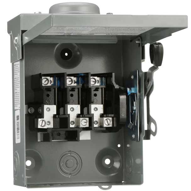 Schneider Electric DU322RBUP Safety switch, general duty, non fusible, 60A, 3 pole, 15hp, 240VAC, NEMA 3R, bolt on provision