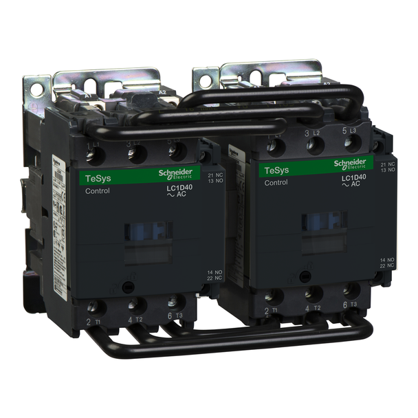 Schneider Electric LC2D50G7 Reversing Contactor, TeSys Deca, 3P(3NO), AC-3, IEC, <=440V, 50A, 120V AC 60Hz coil