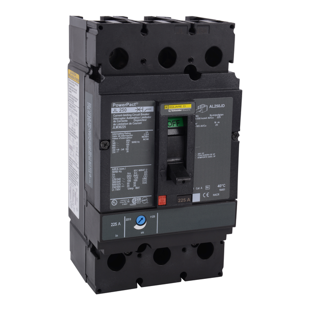 Schneider Electric JLM36250 Circuit breaker, PowerPacT J, 250A, 3 pole, 600VAC, 50kA, lugs, thermal magnetic, 80%