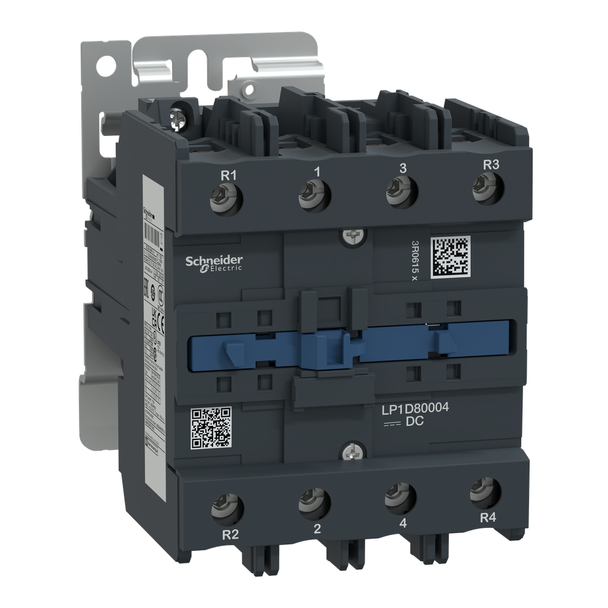 Schneider Electric LP1D80004BD IEC contactor, TeSys Deca, nonreversing, 125A resistive, 4 pole, 4 NO, 24VDC coil, open style