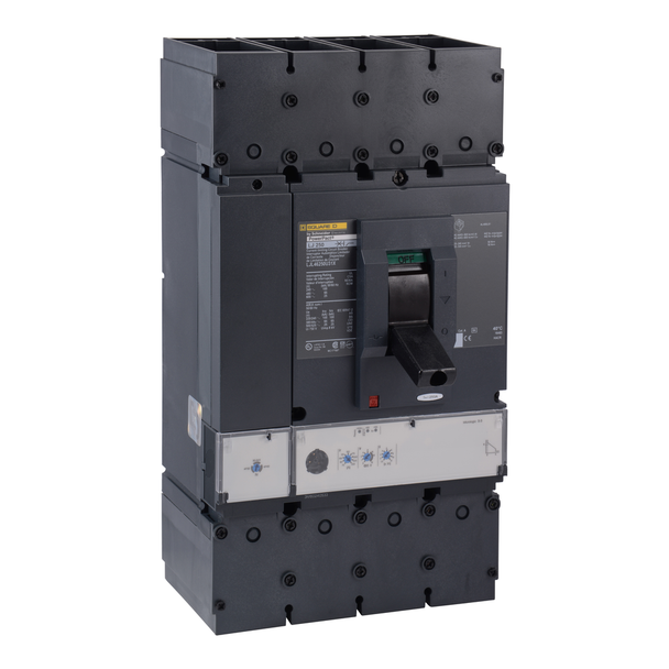 Schneider Electric LJL46400U31X Circuit breaker, PowerPacT L, 400A, 4 pole, 600VAC, 25kA, lugs, MicroLogic 3.3, 80%