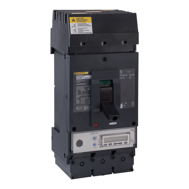 Schneider Electric LGA36400U44X Circuit breaker, PowerPacT L, 400A, 3 pole, 600VAC, 18kA, I-Line, Micrologic 6.3A, 80%, ABC