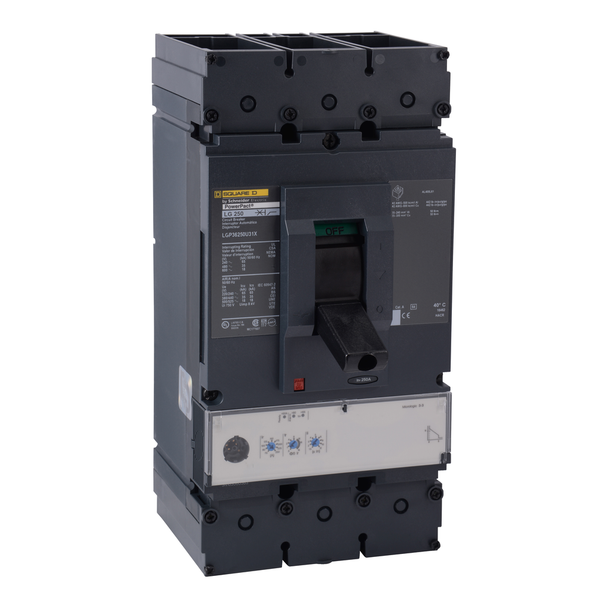 Schneider Electric LGP36250U31X Circuit breaker, PowerPacT L, 250A, 3 pole, 600VAC, 18kA, lugs, MicroLogic 3.3, 80%