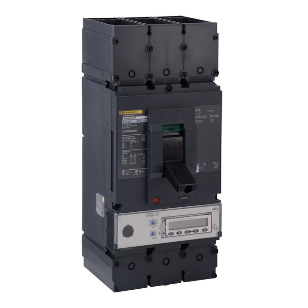 Schneider Electric LGM36400U44X Circuit breaker, PowerPacT L, 400A, 3 pole, 600VAC, 18kA, lugs, MicroLogic 6.3A, 80%