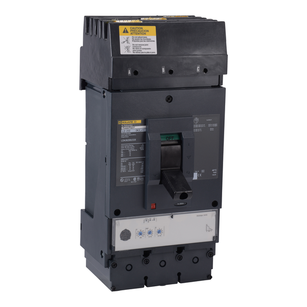 Schneider Electric LDA36250U33X Circuit breaker, PowerPacT L, 250A, 3 pole, 600VAC, 14kA, I-Line, MicroLogic 3.3S, 80%, ABC