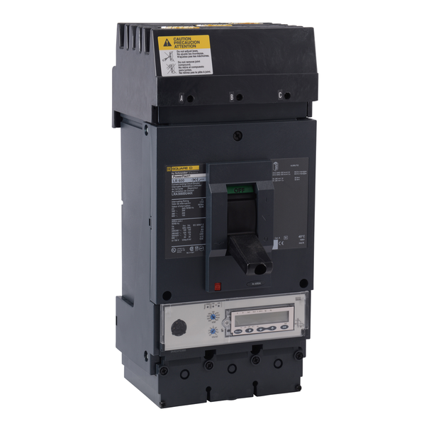 Schneider Electric LLA36600U44X Circuit breaker, PowerPacT L, 600A, 3 pole, 600VAC, 50kA, I-Line, MicroLogic 6.3A, 80%, ABC