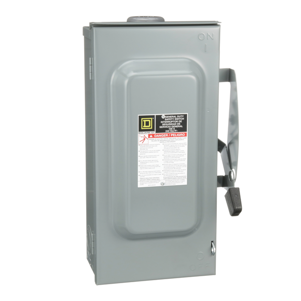 Schneider Electric DU323RB Safety switch, general duty, non fusible, 100A, 3 pole, 3 wire, 30hp, 240VAC, NEMA 3R, bolt on hub provision