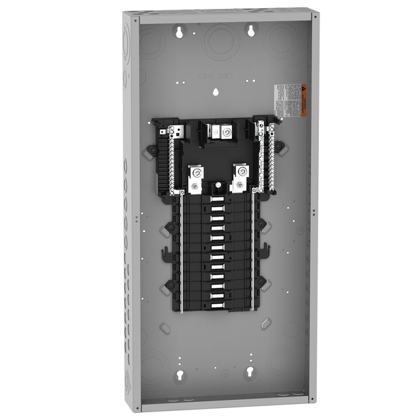 Schneider Electric QO124L200PG Load center, QO, 1 phase, 24 spaces, 36 circuits, 200A convertible main breaker, PoN, NEMA1, gnd bar