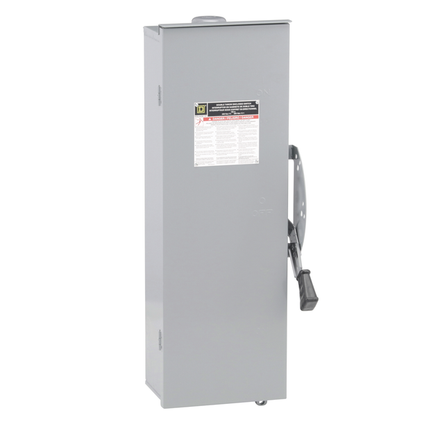 Schneider Electric DT223RB Safety switch, double throw, fusible, 100A, 240VAC, 250VDC, 2 pole, 30HP, NEMA 3R, bolt on provision