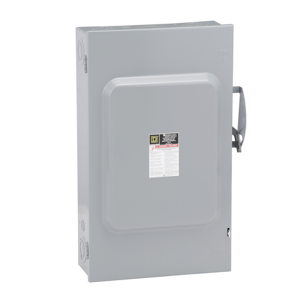 Schneider Electric D224N Safety switch, general duty, fusible, 200A, 2 pole, 60hp, 240VAC, NEMA 1, neutral factory installed