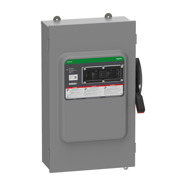 Schneider Electric VH324BAWKGL Safety switch, VisiPacT, heavy duty, fused, viewing window, NEMA 12, 240V, 200A, 3 pole, neutral bonded, ground lugs