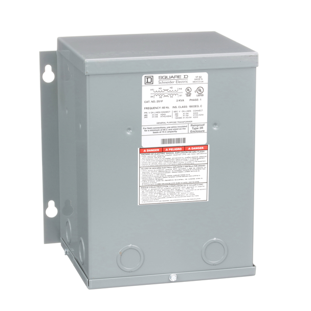 Schneider Electric 2S1F Transformer, dry type, encapsulated, 2kVA, 1 phase, 240x480V primary, 120/240V secondary, 9A, 115C rise