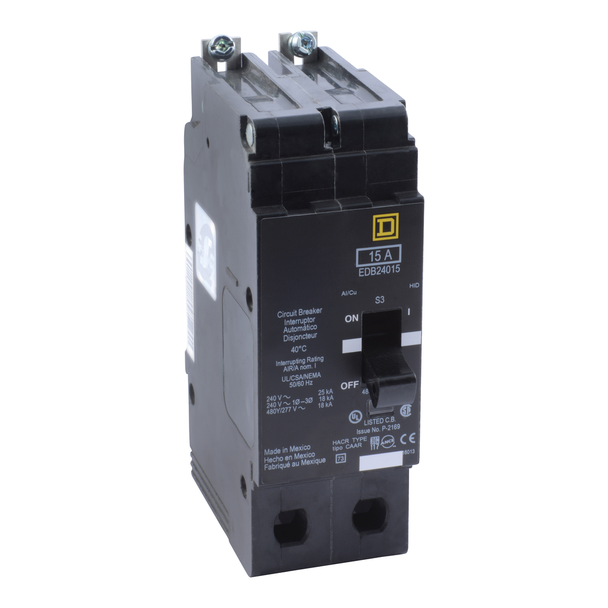 Schneider Electric EDB24030LH Mini circuit breaker, E-Frame, 30A, 2 pole, 480Y/277VAC, 25kA max, bolt on, high amp lugs