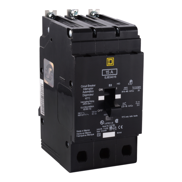 Schneider Electric EGB34030CA Mini circuit breaker, E-Frame, 30A, 3 pole, 480Y/277VAC, 65kA max, bolt on, 50 degrees C