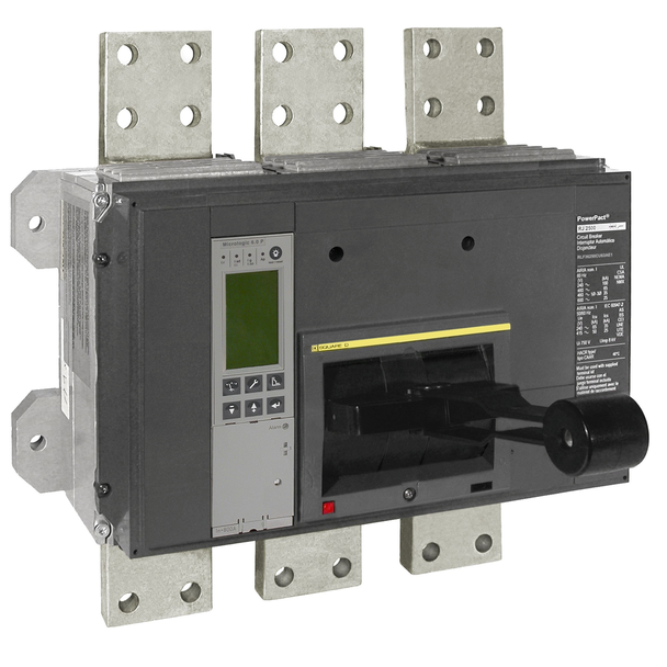 Schneider Electric RKF36250U64AE1 Circuit breaker, PowerPacT R, 2500A, 3 pole, 600VAC, 65kA, busbar, Micrologic 6.0P, 80%, modbus