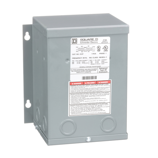 Schneider Electric 1S1F Transformer, dry type, encapsulated, 1kVA, 1 phase, 240x480V primary, 120/240V secondary, 7A, 115C rise