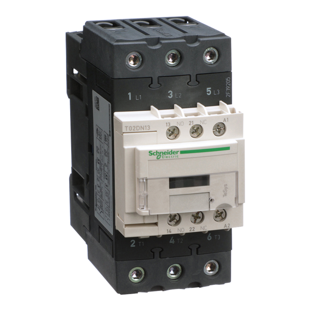 Schneider Electric T02DN13G7 Contactor, Tesys N Contactors, nonreversing, 3P, 3phase, 45A, 25HP at 460VAC, NEMA size 2, 120VAC 50/60Hz coil, open