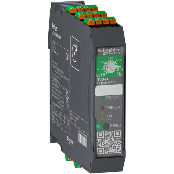 Schneider Electric LZ1H6X53BD Ultra compact starter, TeSys Hybrid, 3P, 500VAC, 3kW at 400V, 24VDC, Spring terminal