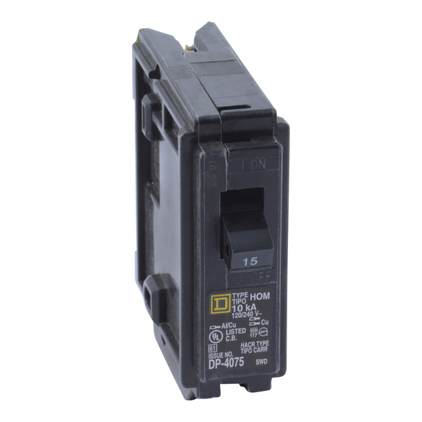 Schneider Electric HOM115C Mini circuit breaker, Homeline, 15A, 1 pole, 120/240VAC, 10kA AIR, standard type, plug in, UL