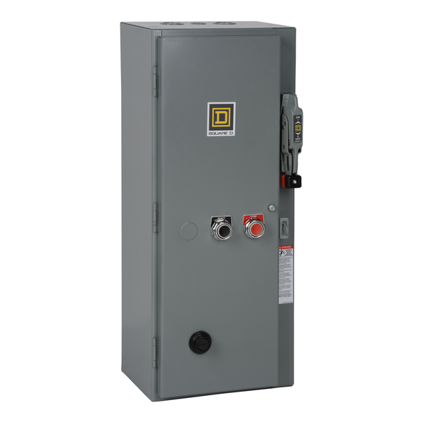 Schneider Electric 8538SDG14V02S NEMA combination starter, Type S, 60A fusible disconnect, Size 2, 45A, 25HP at 600VAC, 3 phase, 3 pole, melting alloy, 120VAC coil, NEMA 1