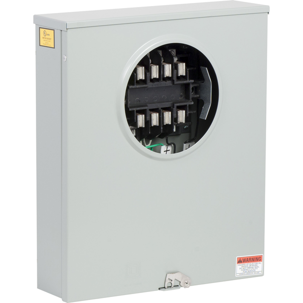 Schneider Electric 1007361C Meter socket, ringless, 1 phase, 3 wire, 8 jaws, solid top, no bypass, no jaw release