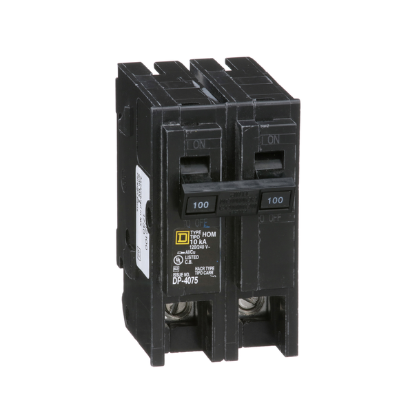 Schneider Electric HOM2100 Mini circuit breaker, Homeline, 100A, 2 pole, 120/240VAC, 10kA AIR, standard type, plug in, UL