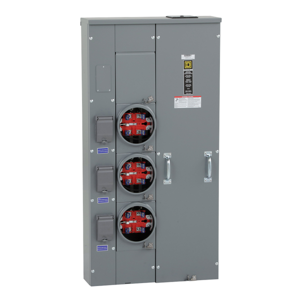 Schneider Electric MPR33125 Meter center, MP Meter-Pak, 3 sockets, no bypass, 5 jaws, 300A bus, 125A max breaker rating, ringless