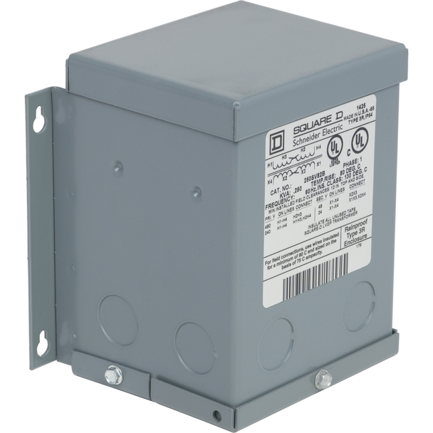 Schneider Electric 250SV82B Transformer, buck boost, encapsulated, 0.25kVA, 1 phase, 240x480V primary, 24/48V secondary, NEMA 3R, 80C rise