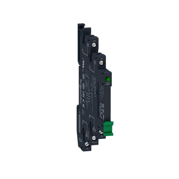 Schneider Electric SSL1D03BDPV pre assembled relay, Harmony Solid State Relays, 3.5A, DC switching, screw sockets, input 16 to 30V DC, output 1 to 24V DC