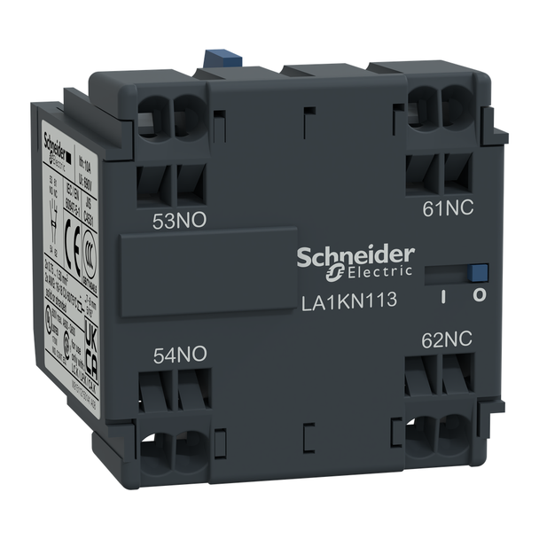 Schneider Electric LA1KN113 Auxiliary contact block, TeSys K, 1NO+1NC, front mounting, spring terminals