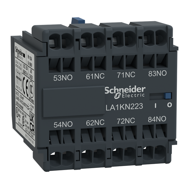 Schneider Electric LA1KN223 Auxiliary contact block, TeSys K, 2NO+2NC, front mounting, spring terminals