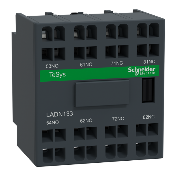 Schneider Electric LADN133 Auxiliary contact block, TeSys Deca, 1NO + 3NC, front mounting, spring terminals