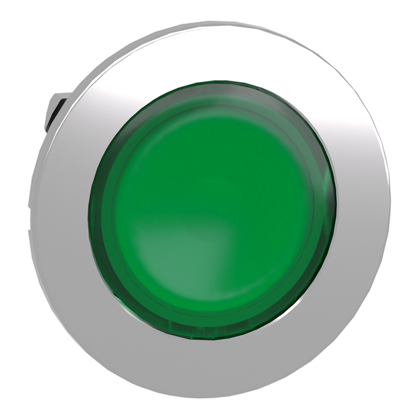 Schneider Electric ZB4FH033 Head for illuminated push button, Harmony XB4, metal, green flush mounted, 30mm, universal LED, unmarked