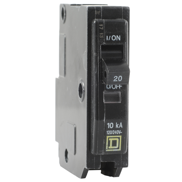 Schneider Electric QO120 Mini circuit breaker, QO, 20A, 1 pole, 120/240VAC, 10kA, plug in