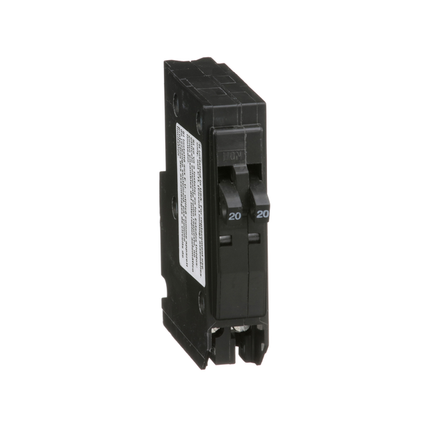 Schneider Electric QO2020CP Tandem mini circuit breaker, QO, 2 x 1 pole at 20A, 120/240VAC, 10kA, plug in, consumer pack