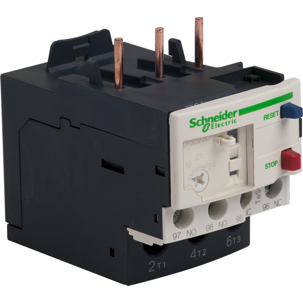 Schneider Electric LR3D22L Thermal overload relay, TeSys Deca, 690VAC, 17 to 24A, 1NO+1NC, class 20, for unbalanced loads