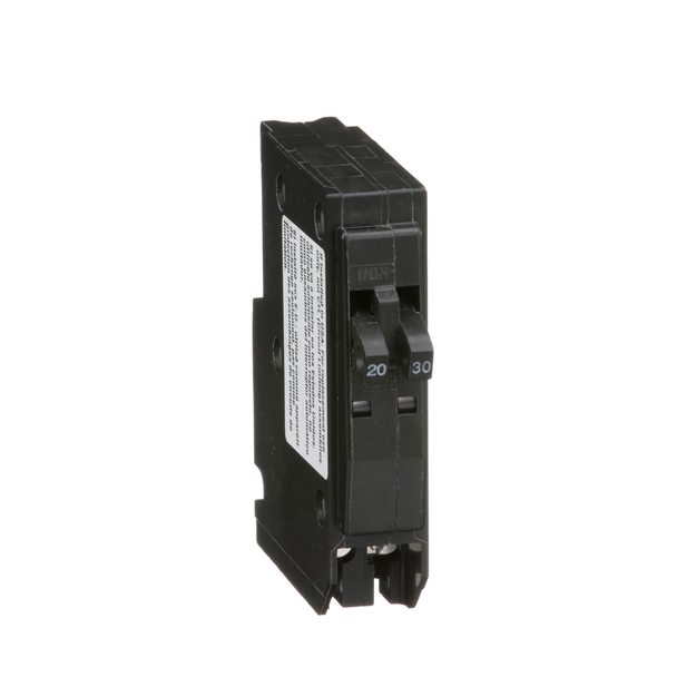 Schneider Electric QO2030 Tandem mini circuit breaker, QO, 1 x 1 pole at 20A, 1 x 1 pole at 30A, 120/240VAC, 10kA, plug in