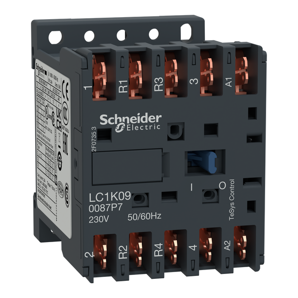 Schneider Electric LC1K090087Y7 Contactor, TeSys K, 4P, 2 NO + 2 NC, AC-1, lt or eq to 440V 10A, 660 to 690VAC coil