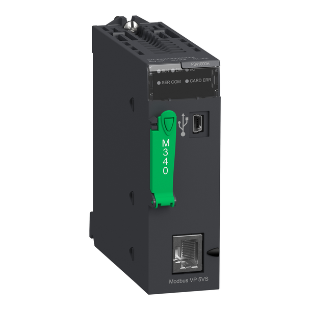 Schneider Electric BMXP341000H processor, Modicon M340, max 512 discrete, 128 analog IO, Modbus, for severe environments